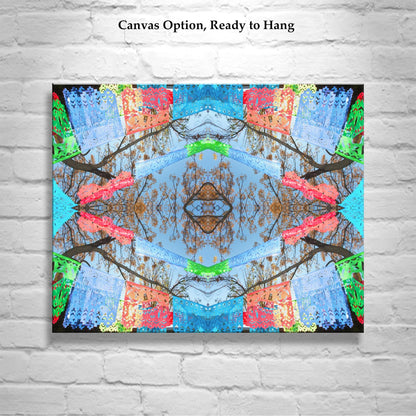 Mexican Folk Art Print with Papel Picado Banner Kaleidoscope