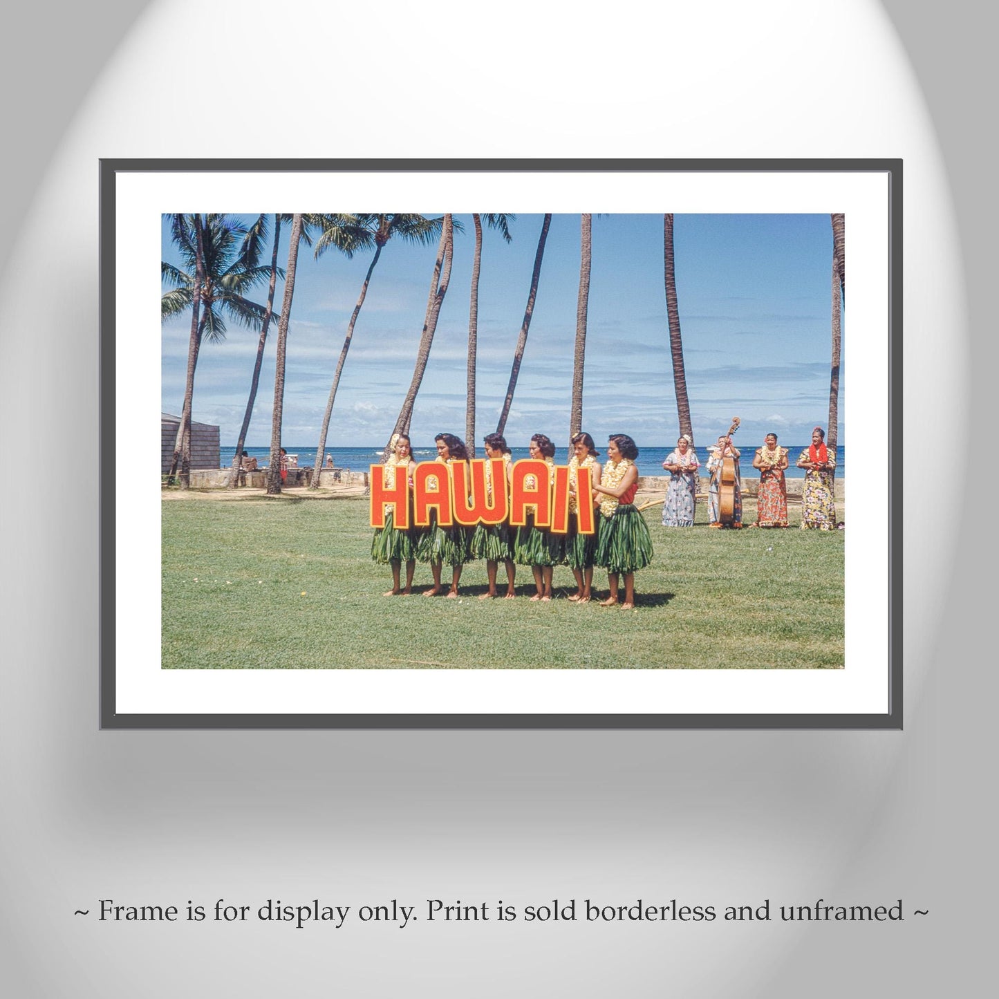 Old Hawaii Hula Photo with Dancers and Grass Skirts | Mid Century Alfred Apaka Aloha Week