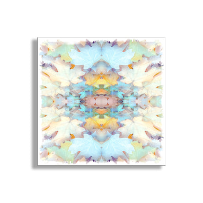 Colorful abstract pattern on a white background. Autumn Leaves Pastel Wall Decor with Abstract Kaleidoscope Style