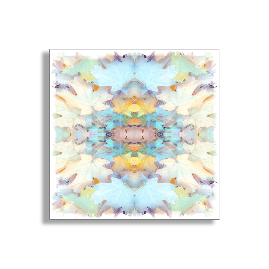 Colorful abstract pattern on a white background. Autumn Leaves Pastel Wall Decor with Abstract Kaleidoscope Style