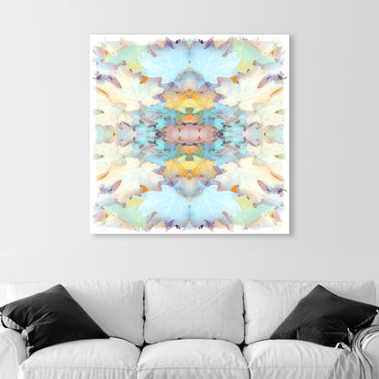 Autumn Leaves Pastel Wall Decor with Abstract Kaleidoscope Style