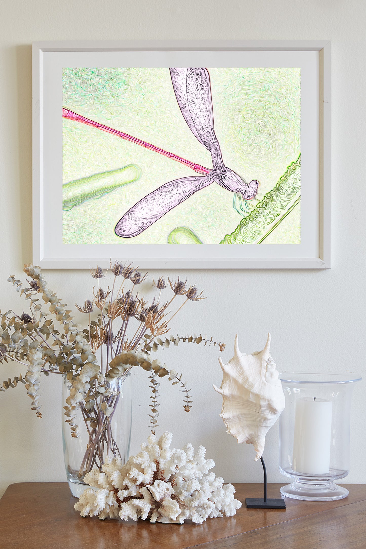 Damselfly Insect Nature Art Print Whimsical Wall Decor