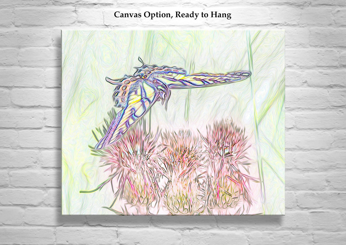Butterfly and Flowering Thistle Wildflower Whimsical Art Print