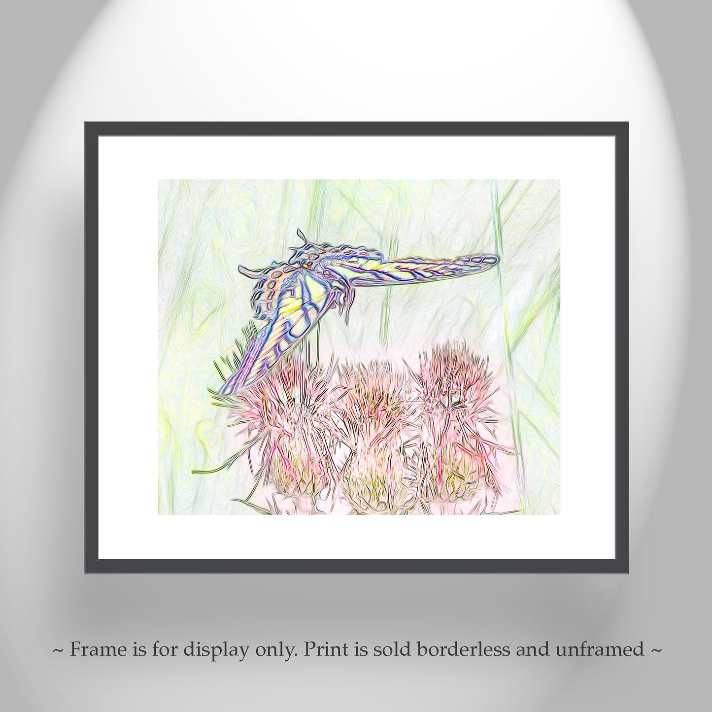 Butterfly and Flowering Thistle Wildflower Whimsical Art Print