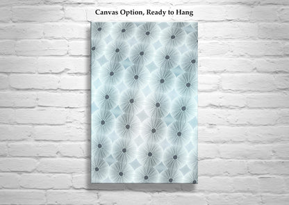 Pale Blue Wall Decor Print with Abstract Sea Urchin Shells on Framed Canvas