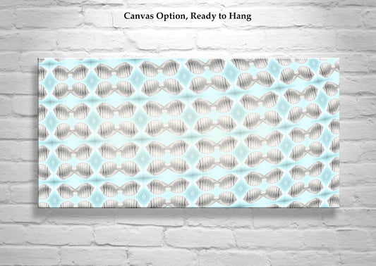 Pastel Blue Seashell Wall Art | Abstract Panorama Canvas