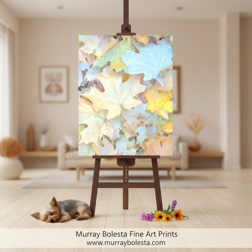 Colorful leaf pattern on a white background. Fall Leaves Soft Pastel Wall Art | Serene Autumn Nature Photography by Murray Bolesta