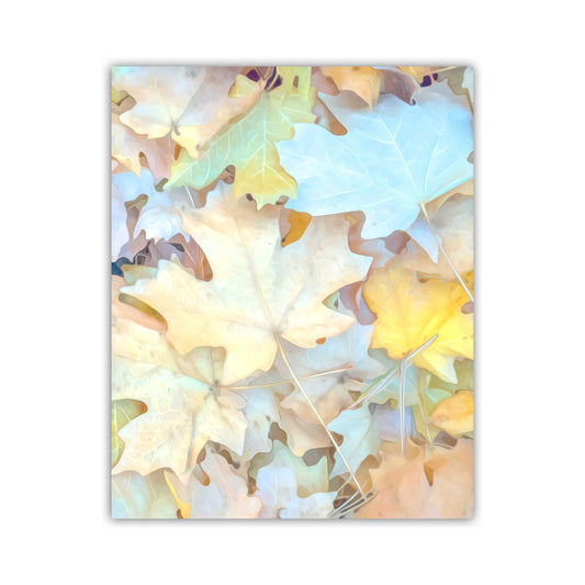 Colorful leaf pattern on a white background. Fall Leaves Soft Pastel Wall Art | Serene Autumn Nature Photography