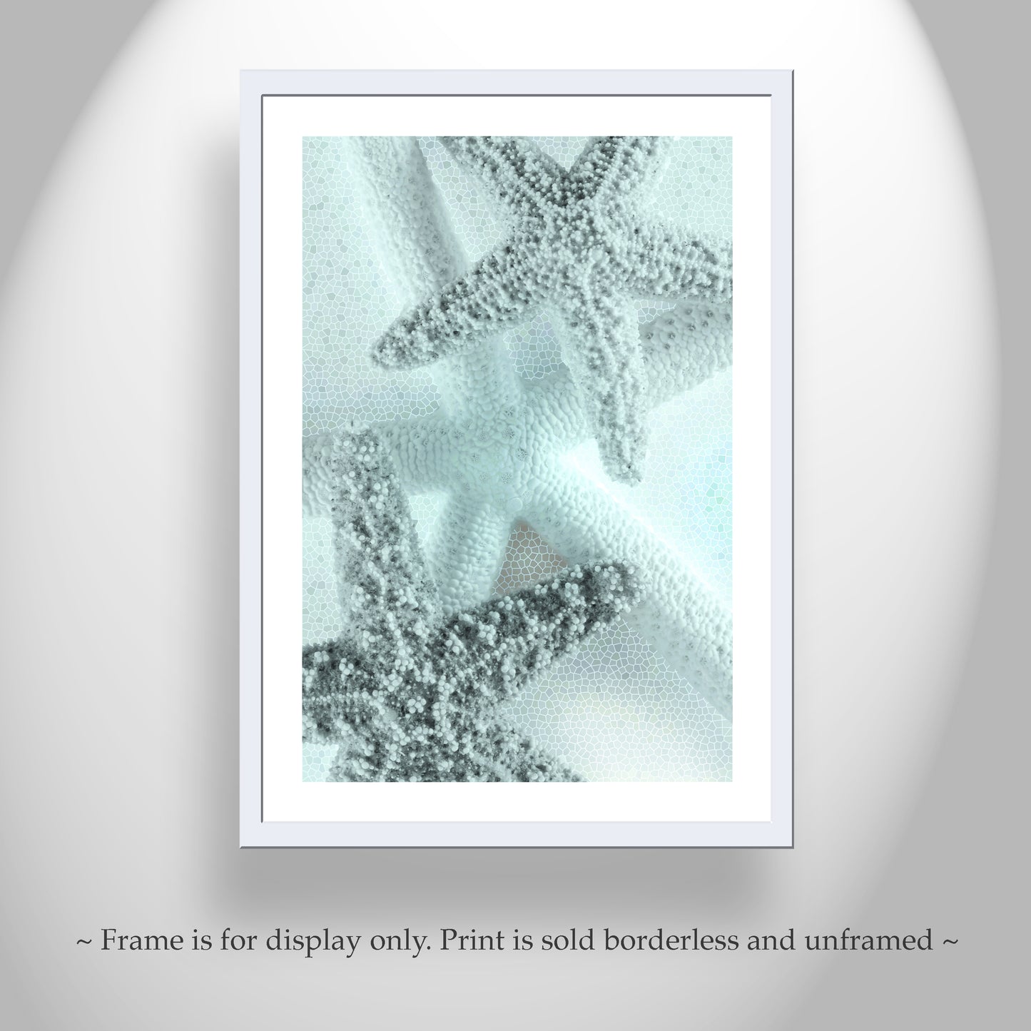 Pale Blue Bathroom Wall Art with Starfish | Coastal Home Decor