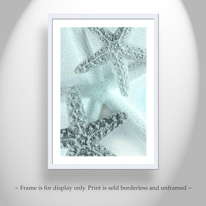 Pale Blue Bathroom Wall Art with Starfish | Coastal Home Decor