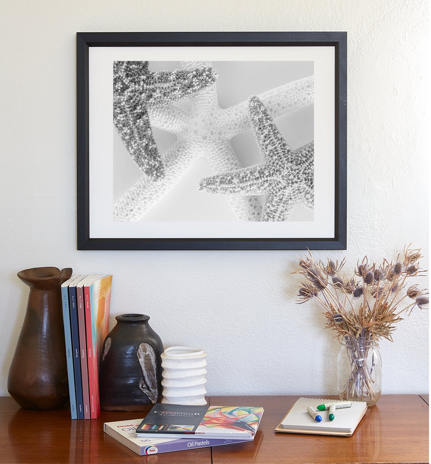 Starfish Art in Black & White | Unique Wall Decor for Bath & Home