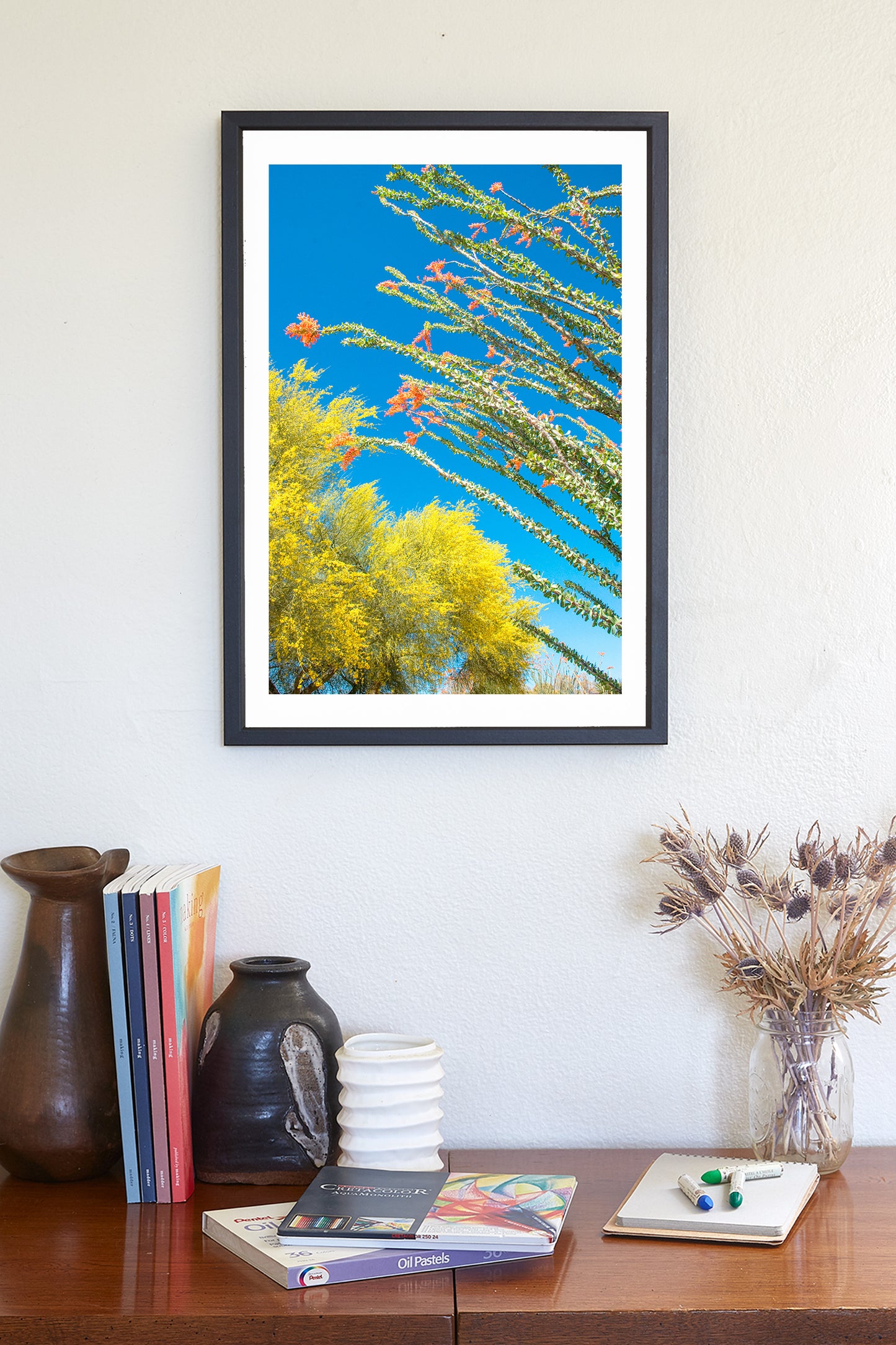 Arizona Desert Flower Art with Ocotillo & Palo Verde Tree