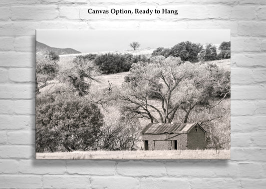 Adobe Barn Ranch Landscape Art Print from Arizona-Mexico Border