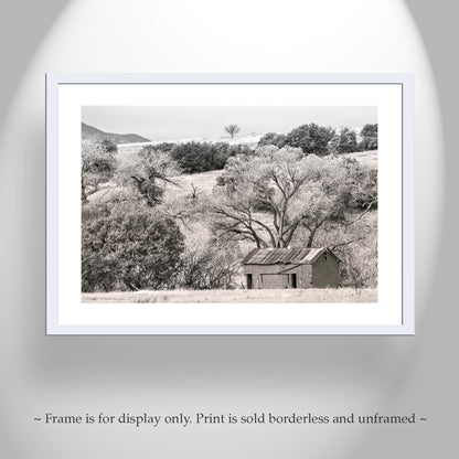 Adobe Barn Ranch Landscape Art Print from Arizona-Mexico Border