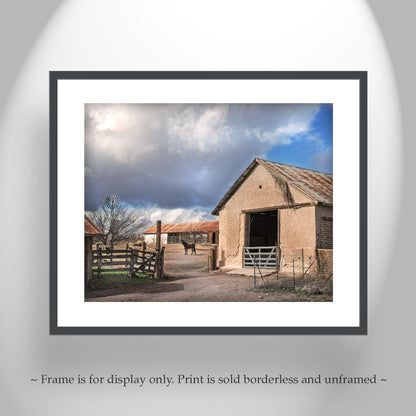 Vintage Ranch Photography with Old Adobe Barn & Horse at Empire Ranch Sonoita Arizona