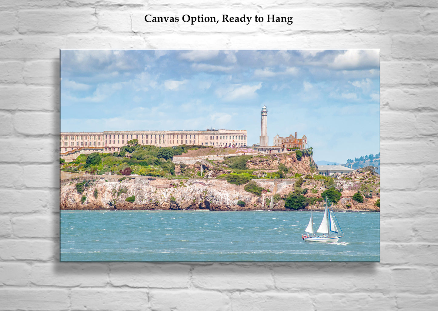 Alcatraz Sailing Picture on San Francisco Bay as Framed Wall Art