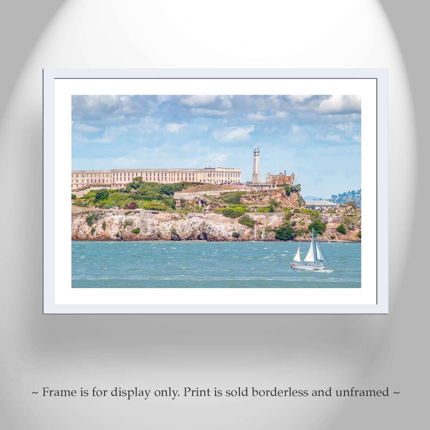 Alcatraz Sailing Picture on San Francisco Bay as Framed Wall Art
