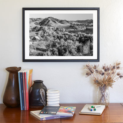 Lompoc California Farm Landscape Artwork in Black and White | Gift Art