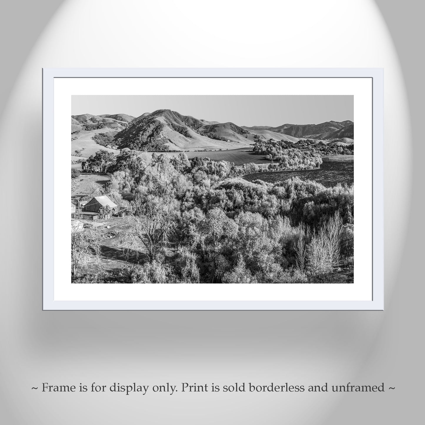 Lompoc California Farm Landscape Artwork in Black and White | Gift Art