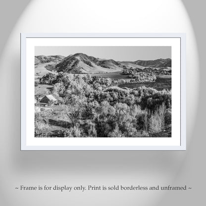 Lompoc California Farm Landscape Artwork in Black and White | Gift Art