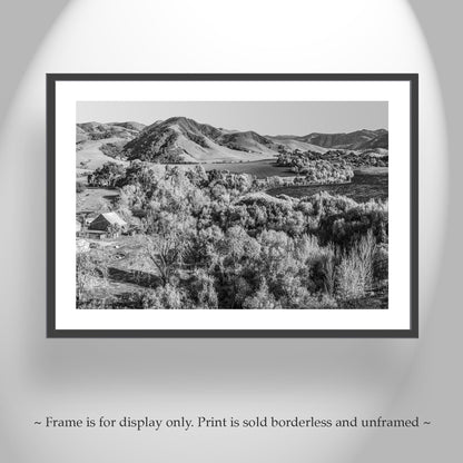 Lompoc California Farm Landscape Artwork in Black and White | Gift Art