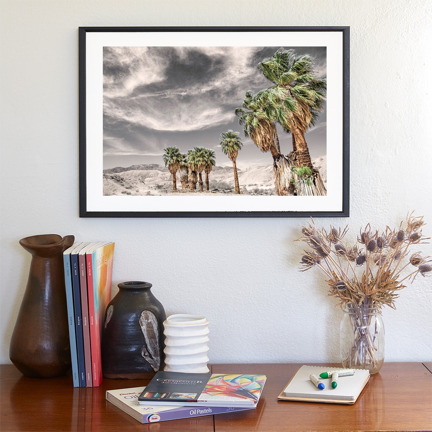 Anza Borrego Desert Palm Trees Sepia Landscape Photography Print