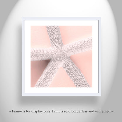 Minimalist Starfish Art Print in White & Pink – Coastal Beach Decor for Bath or Home