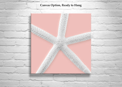 Starfish Framed Canvas Print as Wall Decor Gift for Home or Bathroom in Pale Pink