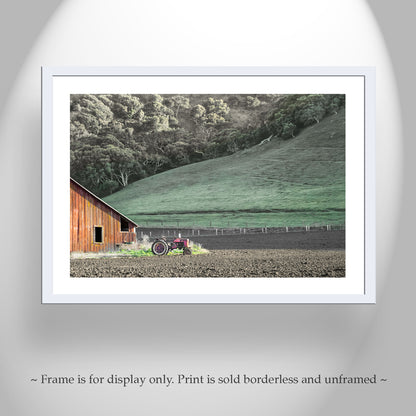 Red Barn & Old Tractor in Lompoc California Farm Landscape | Santa Barbara County