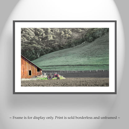 Red Barn & Old Tractor in Lompoc California Farm Landscape | Santa Barbara County