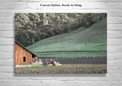 Red Barn & Old Tractor in Lompoc California Farm Landscape | Santa Barbara County