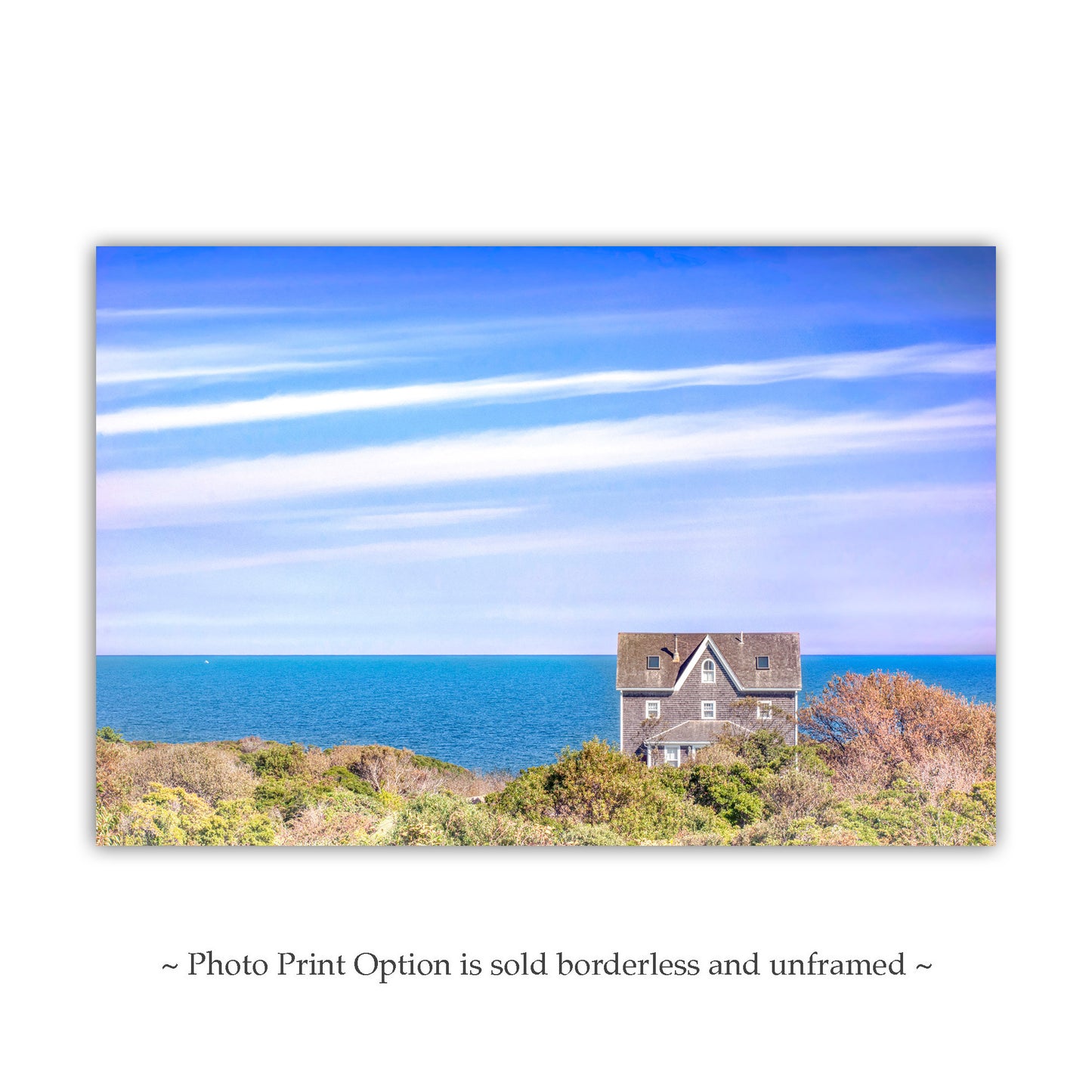 Block Island Rhode Island Art Photography with Seaside Cottage | Wall Decor Gift for Home or Office