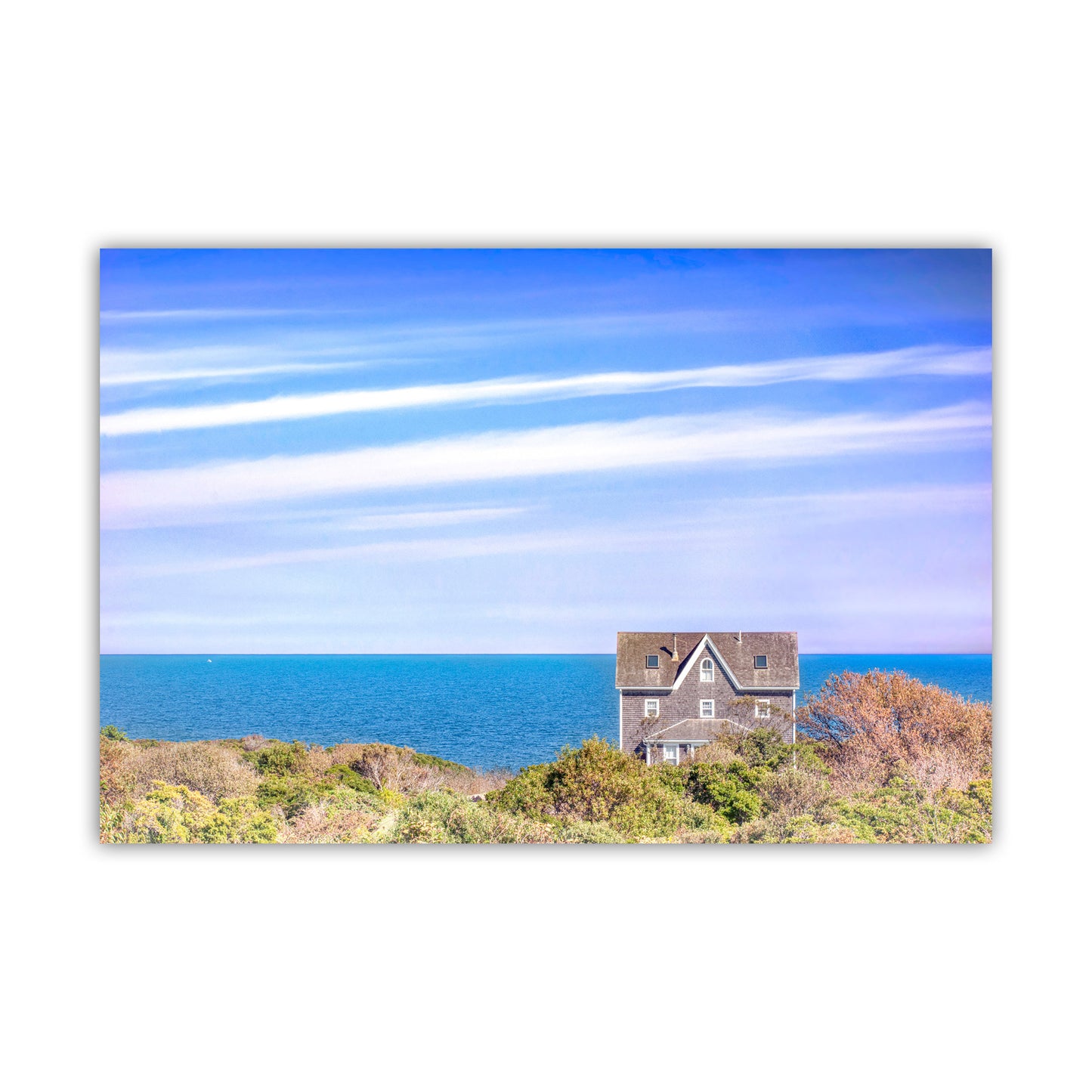 Block Island Rhode Island Art Photography with Seaside Cottage | Wall Decor Gift for Home or Office
