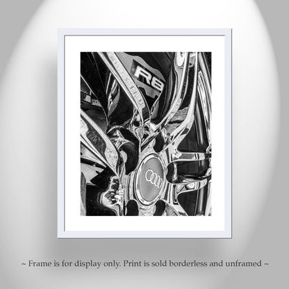 Audi R8 Supercar Photo in Black & White – Sports Car Wall Art Print