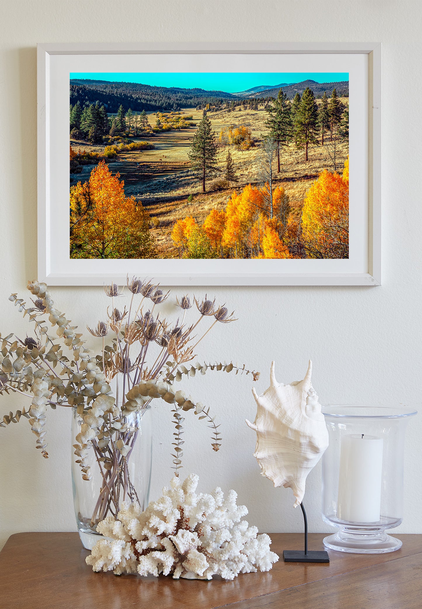 Autumn Forest Nature Art with Quaking Aspen in Ranch Landscape NorCal