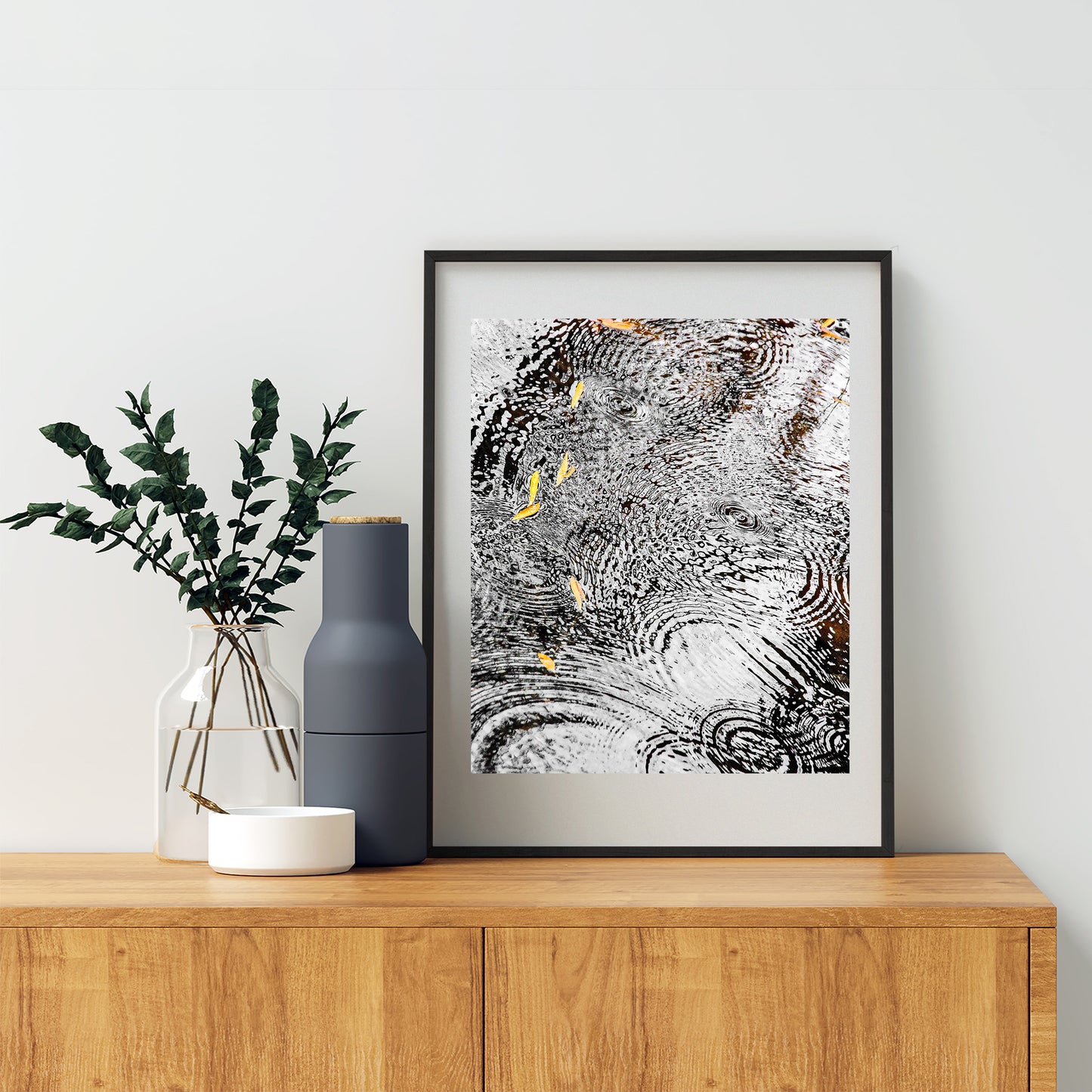 Serene Water Ripple Rain Drops Autumn Fine Art Nature Artwork