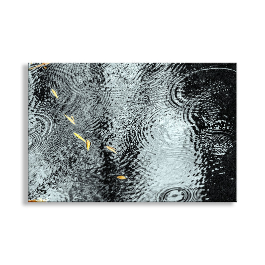 Rain Drops and Water Ripples Nature Art with Autumn Leaves