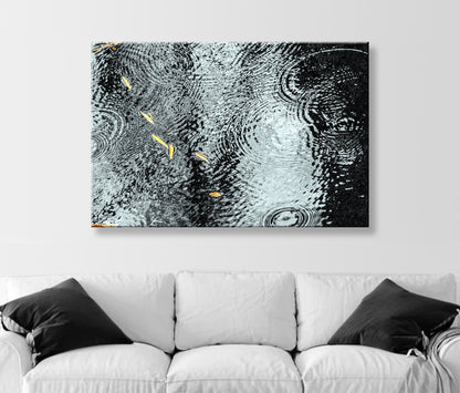 Rain Drops and Water Ripples Nature Art with Autumn Leaves