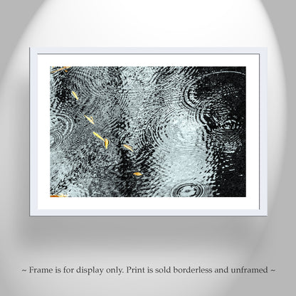 Rain Drops and Water Ripples Nature Art with Autumn Leaves