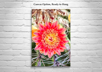Botanical Art Print with Arizona Desert Wildflower | Barrel Cactus