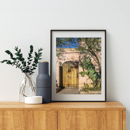 Tucson Arizona Art Print with Vintage Southwestern Adobe Barrio Viejo Door
