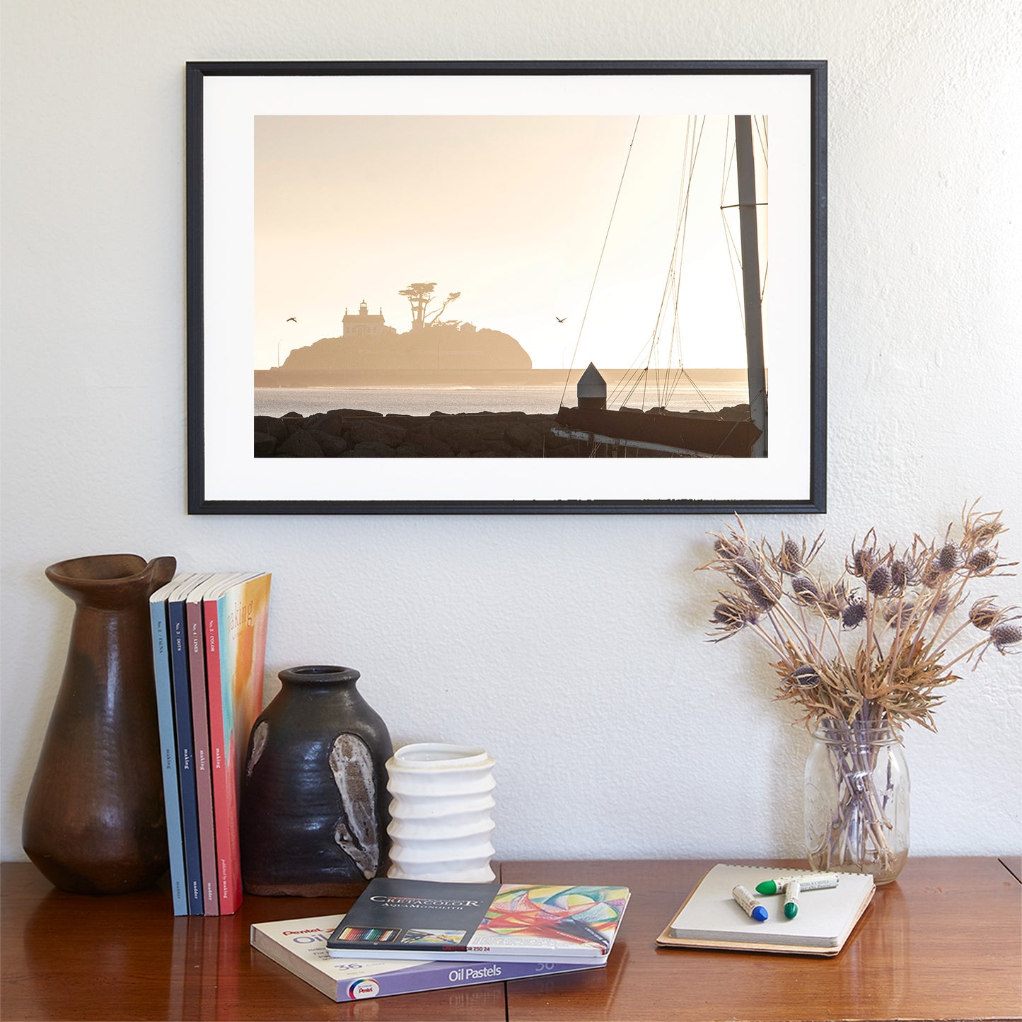 Battery Point Lighthouse Crescent City California Photo Art with Ocean Sunset
