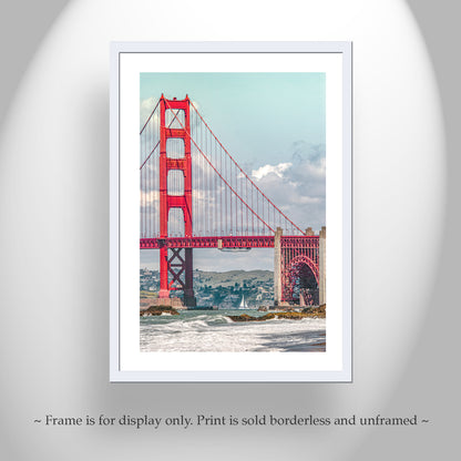 Baker Beach San Francisco Sailing Wall Art Print with Golden Gate Bridge