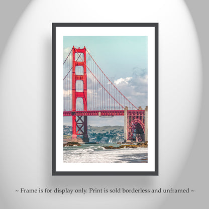 Baker Beach San Francisco Sailing Wall Art Print with Golden Gate Bridge