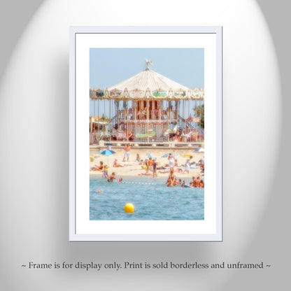 Lacanau France Beach Carousel Picture in Pastel | Vertical Ocean Wall Art from French Coast | Home Decor Gift