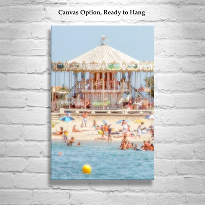 Lacanau France Beach Carousel Picture in Pastel | Vertical Ocean Wall Art from French Coast | Home Decor Gift