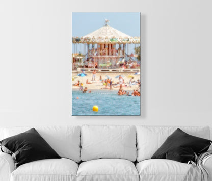 Lacanau France Beach Carousel Picture in Pastel | Vertical Ocean Wall Art from French Coast | Home Decor Gift