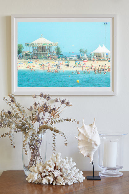 France Beach Carousel at Lacanau | Pastel Atlantic Ocean Wall Art