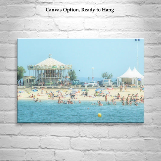 France Beach Carousel at Lacanau | Pastel Atlantic Ocean Wall Art