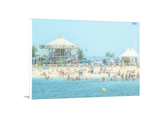France Beach Carousel at Lacanau | Pastel Atlantic Ocean Wall Art